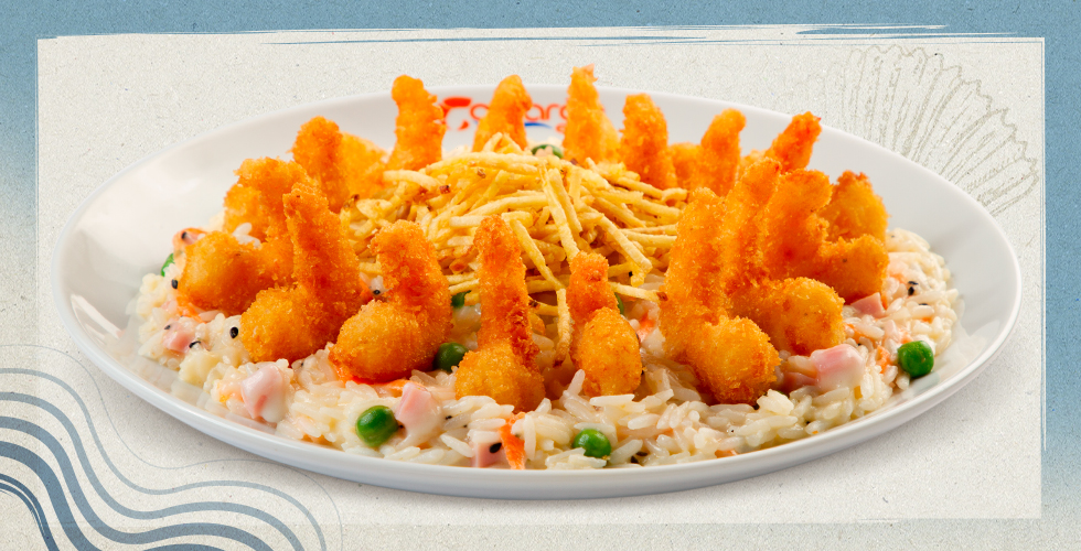 Breaded Shrimp with Creamy Rice in Catupiry Sauce