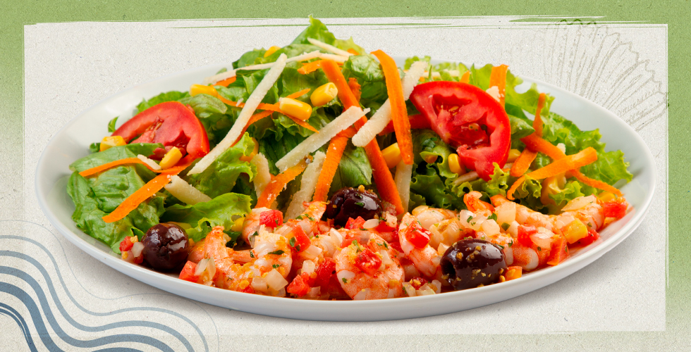 Shrimp Grilled with Half Fit Salad